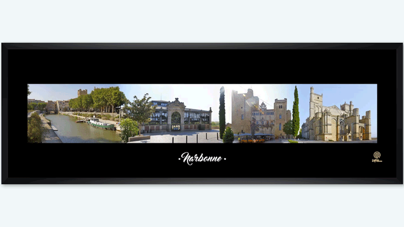 Les 4 monuments de Narbonne. Les halles Le pond des marchands La mairie L'église saint Just